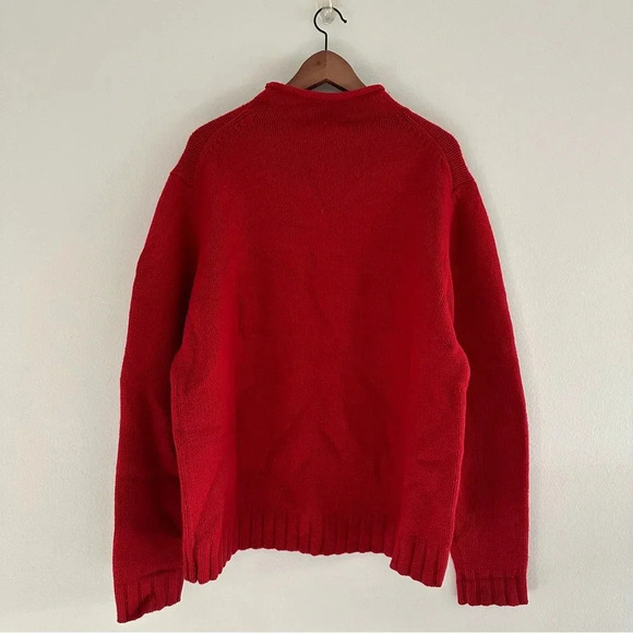 VINTAGE J. Crew Lamb Wool Red Knit Sweater XL - Picture 6 of 8